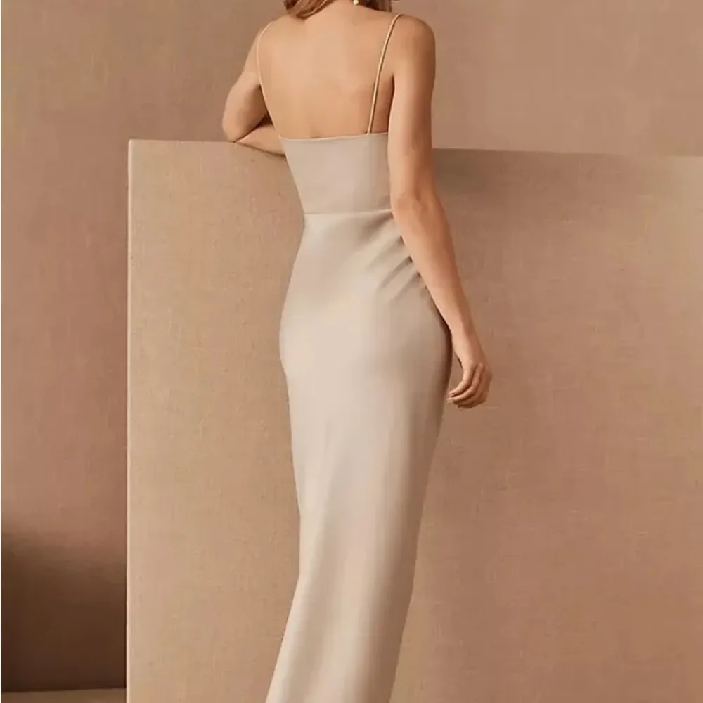 BHLDN Anthropologie Freya Satin Charmeuse Dress In Champagne - Image 9