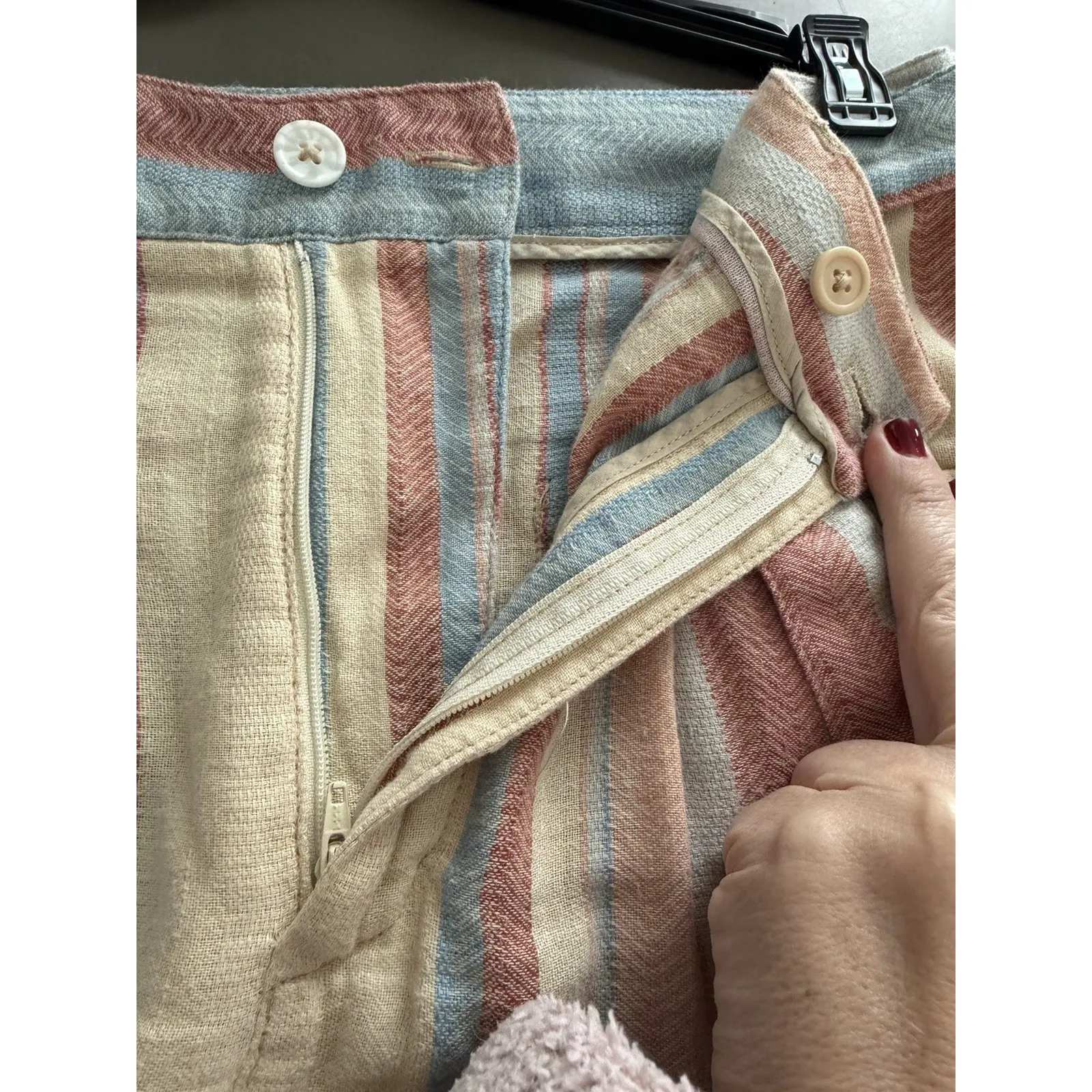 Anthropologie Wide Leg‎ Striped Linen Cotton Pants Size 2 - Image 7