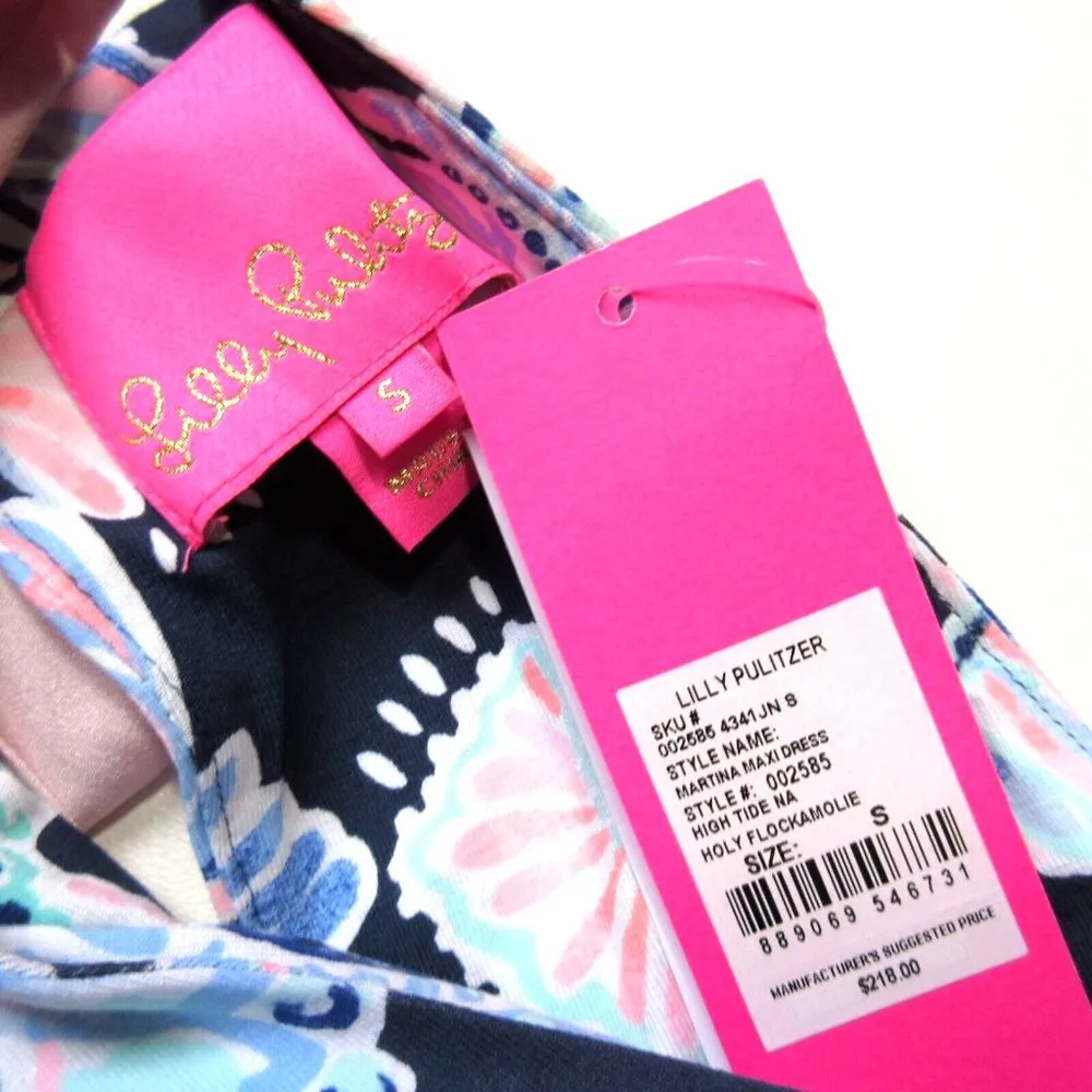 NWT Lilly Pulitzer Martina Maxi High Tide Navy Holy Flockamolie Jersey Dress S - Image 4