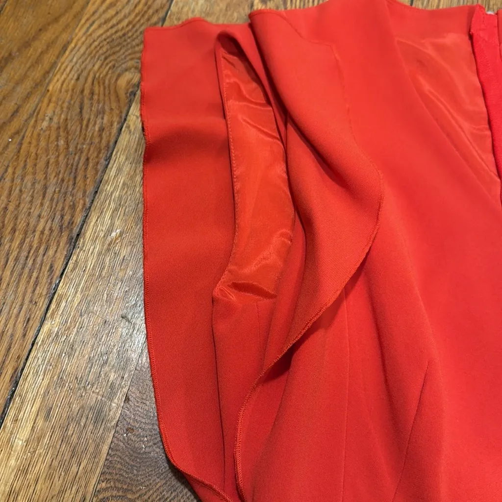 Karen Millen belted pencil v neck midi dress pencil office chic red flutter 8 - Image 6