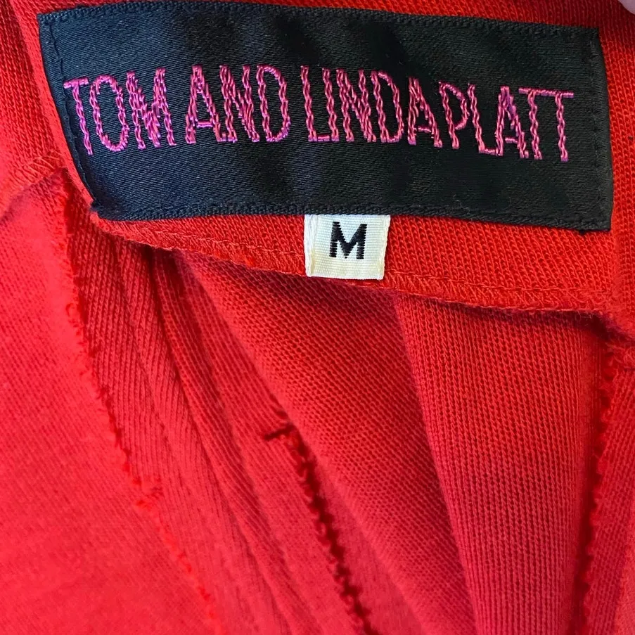 Vintage Tom and Linda‎ Platt Peplum Dress Medium Sleeveless Red - Image 6