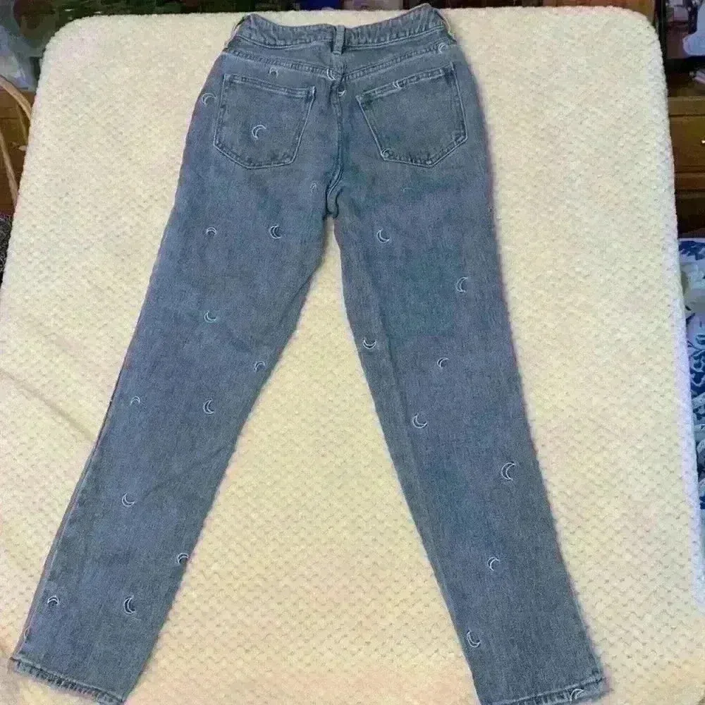 Pac Sun Mom Jean with embroidered moon sz 22 boho whimsical summer girly * flaw* - Image 8