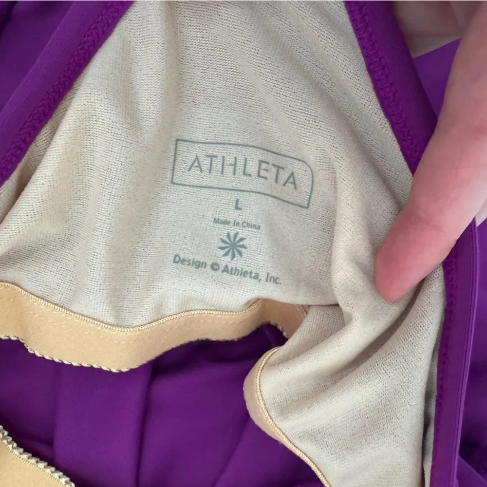Athleta Purple Shorebreak Built in Bra Racerback Swim Workout Dress Size Large - Image 10