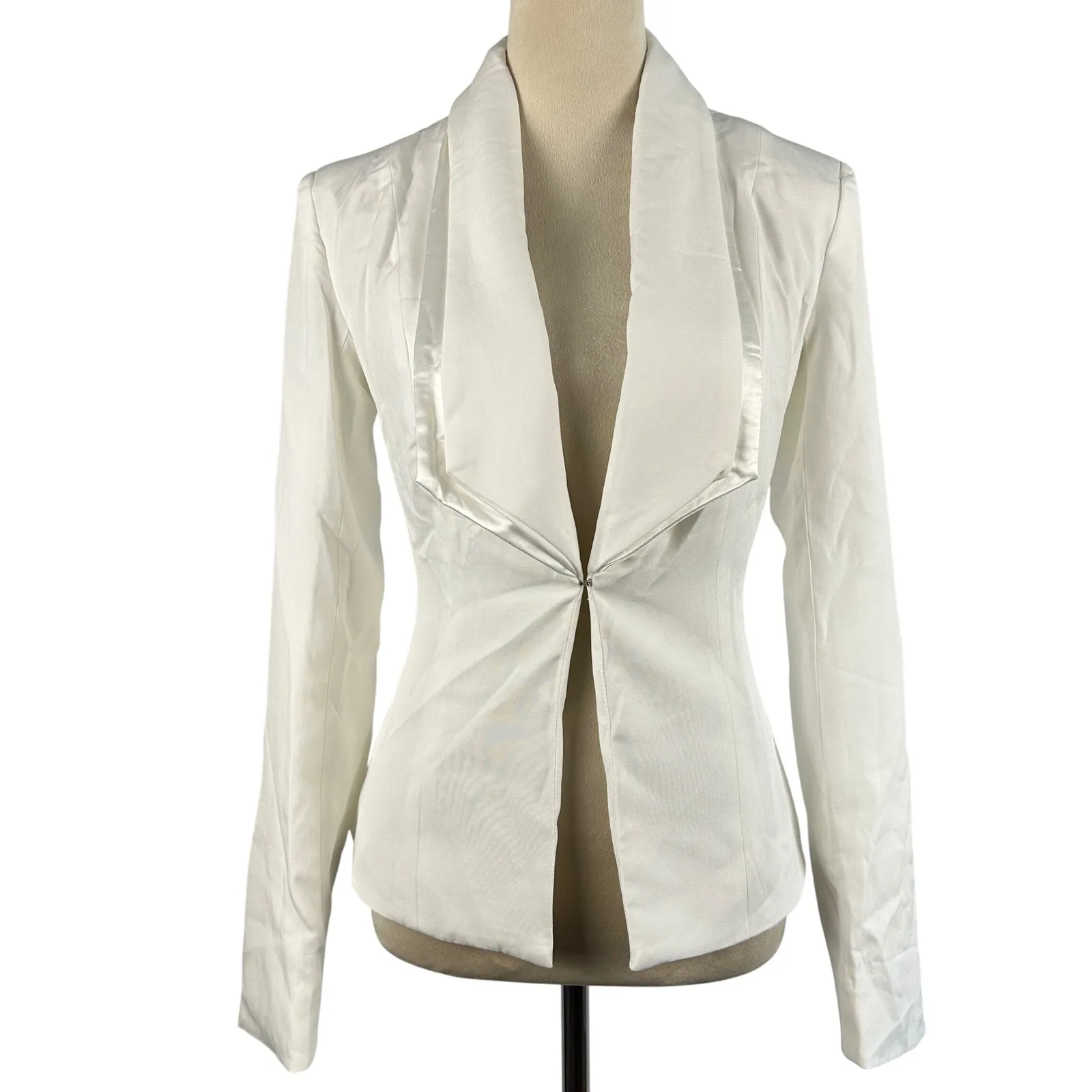 New PRETTYLITTLETHING White Cream Shawl Collar Blazer Jacket Suit‎ Womens 4 - Image 2