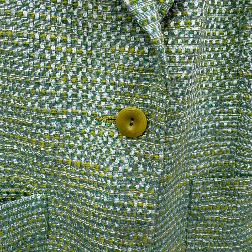 Talbots Spring Blazer Jacket Womens 12‎ Green Cotton Knit Lined Pockets - Image 5