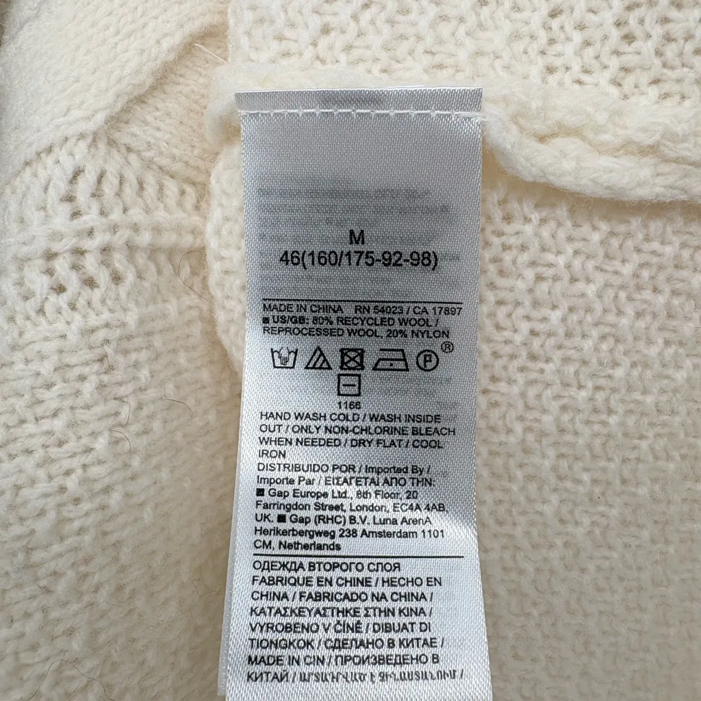 NWT Banana Republic Italian Merino Wool Cable Knit Sweater | Sz Medium | Ivory - Image 16