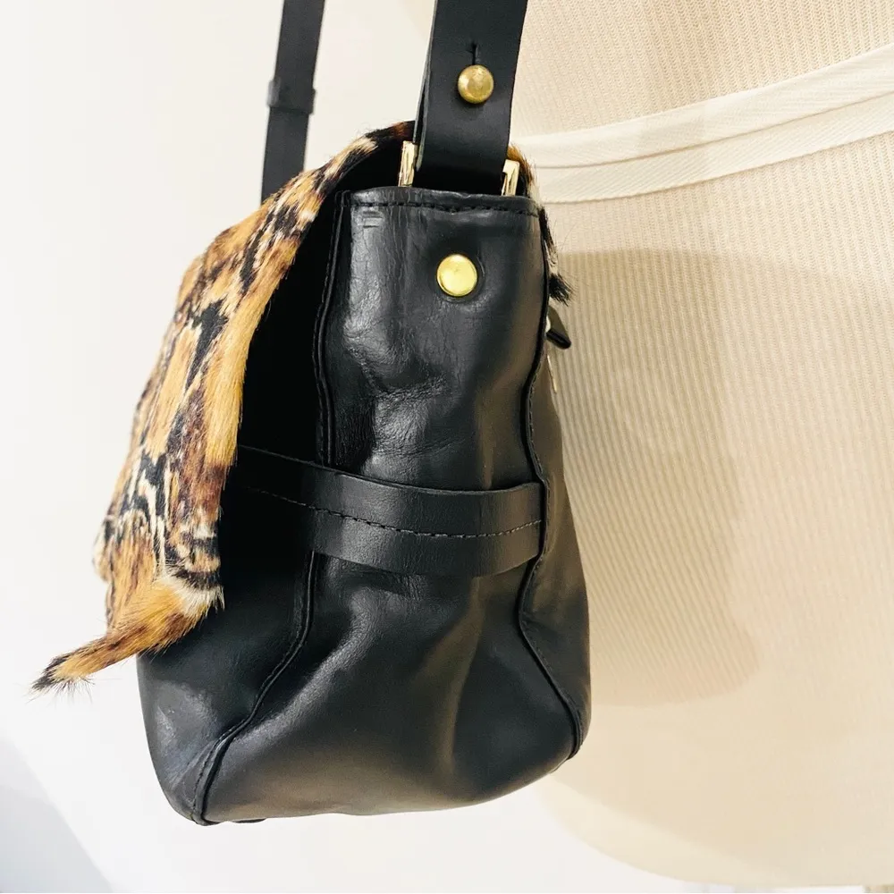 Clare V leather RARE leather & pony hair crossbody bag Black - Image 9