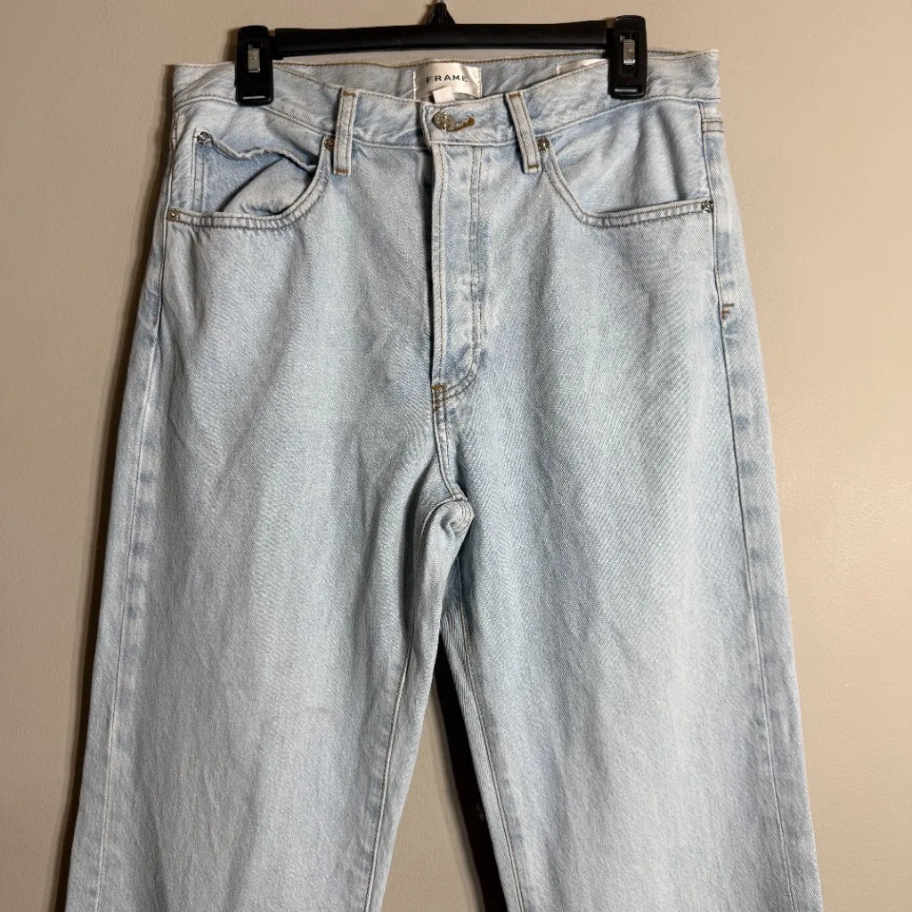 Frame The Lax Wisp Raw Fray Flare Wide Leg Denim Jeans Women's 29 Blue $298 NWOT - Image 8