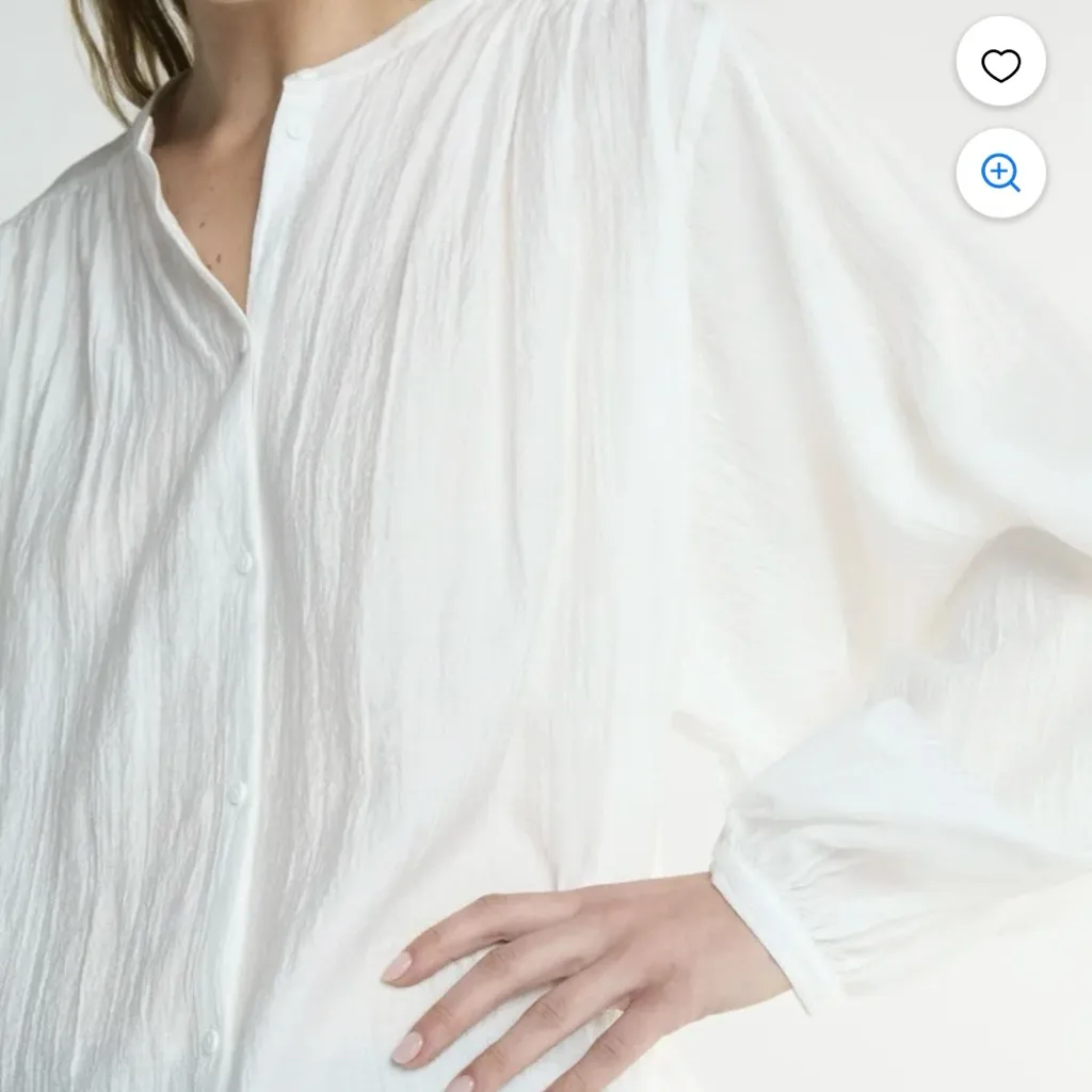 Oversized Gauze Top with Blouson Sleeves, Crisp White blouse sz XS - Image 15