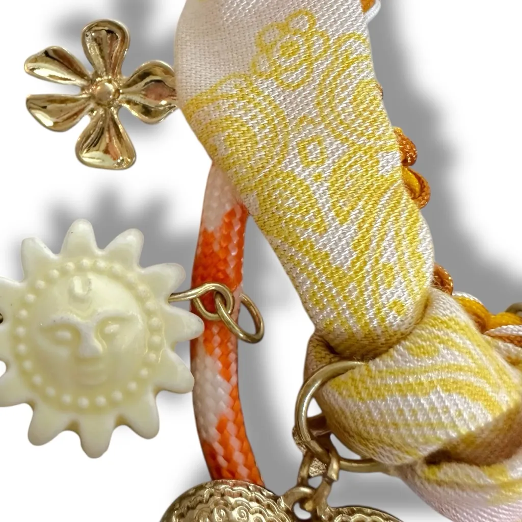 Free People Bohemian High Noon Charm Anklet in Banana Cream NWT Sun Heart Flower - Image 6