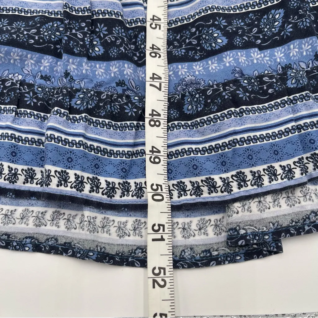 Japna Boho Sleeveless Maxi Dress Paisley Floral Smocked Large Blue White Summer - Image 13