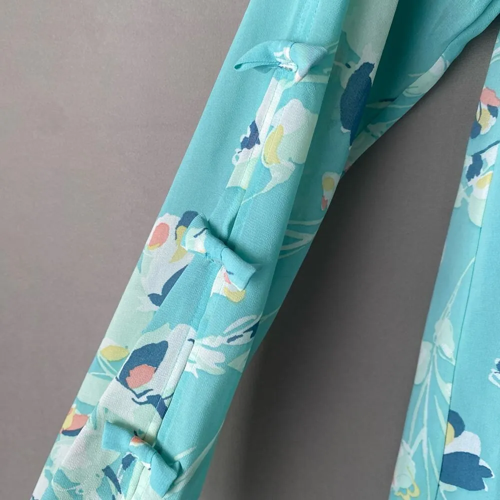 Lauren Conrad sz XS blue floral‎ blouse - Image 4