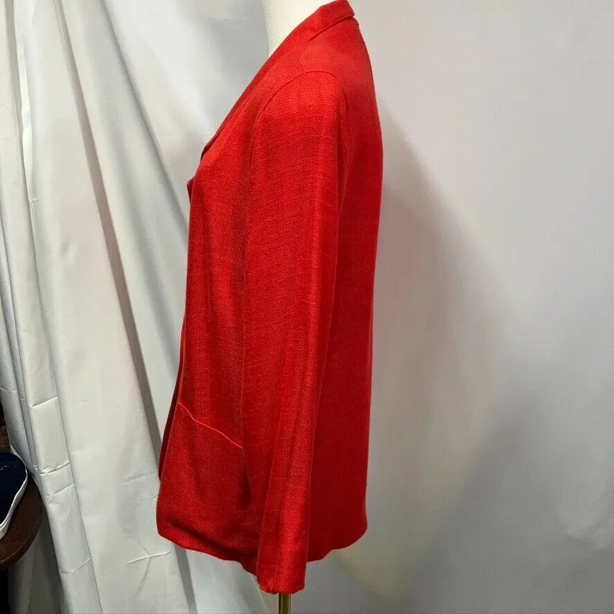Vintage 80's Cortland Collection Rayon Linen‎ Blazer Womens 6 USA Orange Red - Image 6