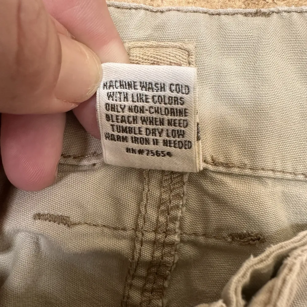 Abercrombie & Fitch Y2K Mid Rise Convertible Cargo Pants Tan Large Wide Leg - Image 10