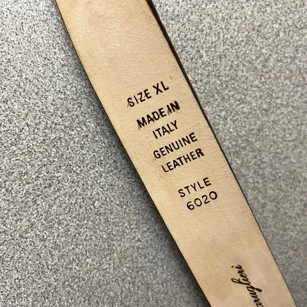 Garuglieri Belt Womens XL Brown Italian Leather Croc Embossed Silver Buckle 1in - Image 6