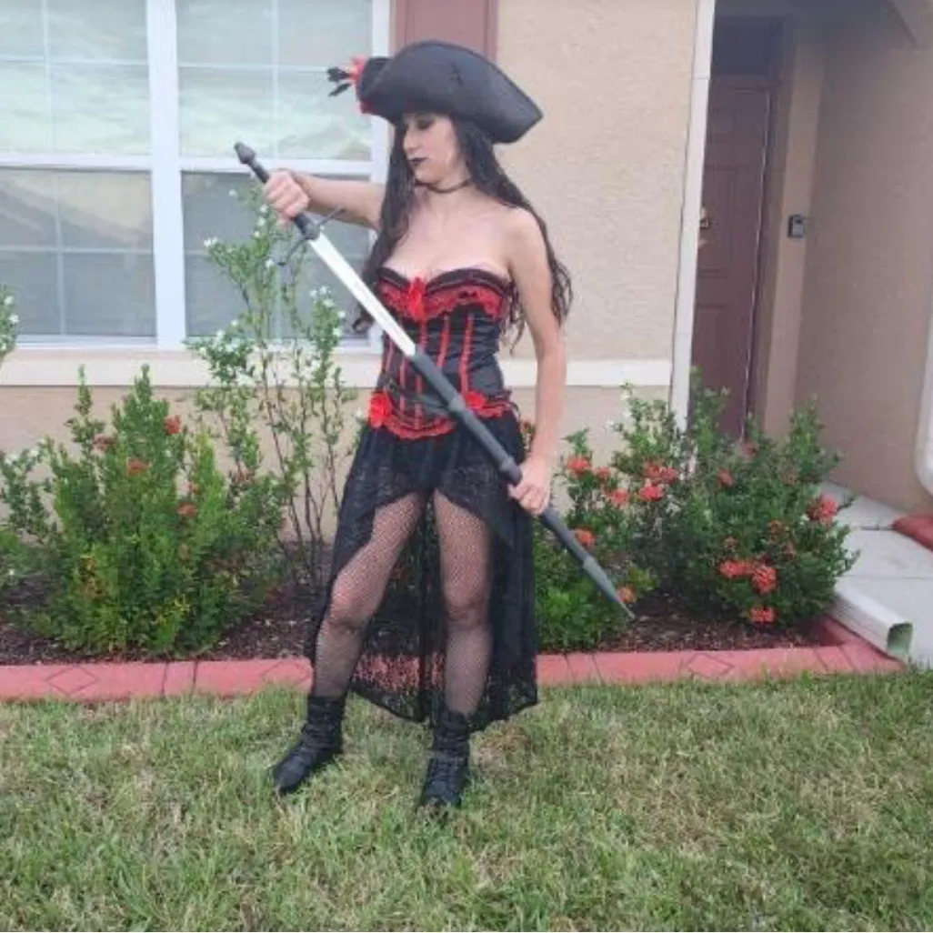 Black &Red Burlesque Moulin Rouge Corset Victorian Ren Faire Corsets Costume Top Red Size M - Image 13