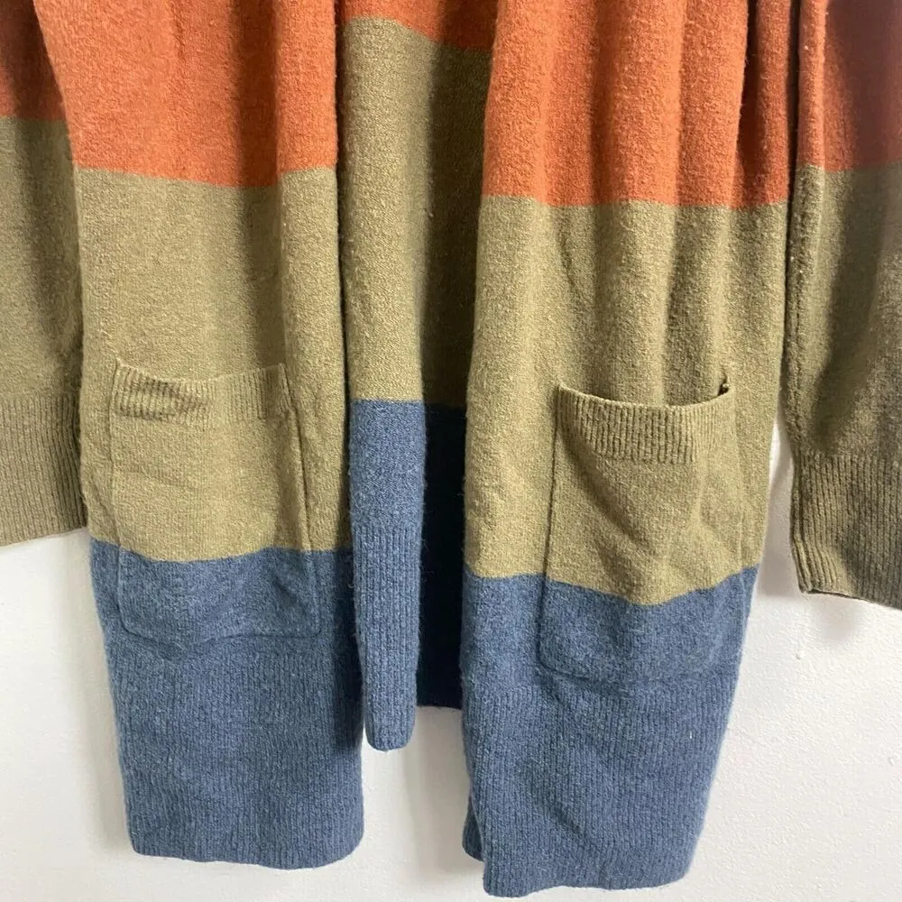 Madewell Women's Size XL Kent Colorblock Stripe Open Cardigan Sweater Pockets - Image 6
