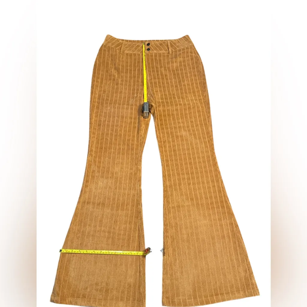 Pink Lily Brown Textured Flare‎ Leg Mid-Rise Pants Women’s Size Large PL2386 - Image 5