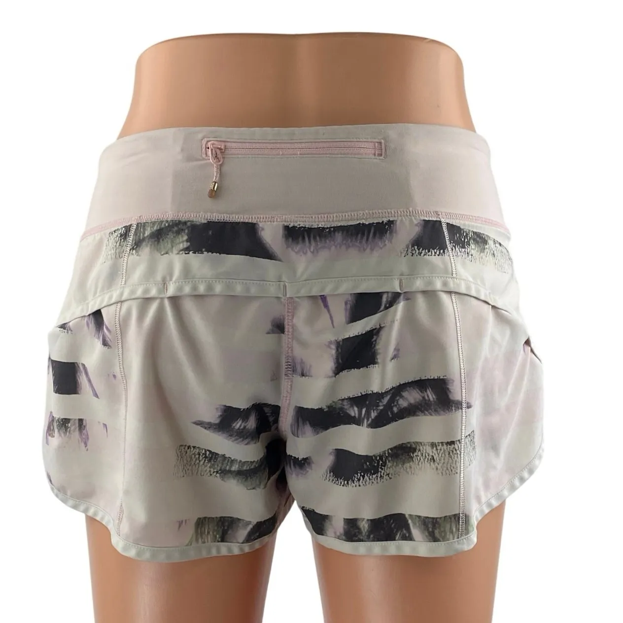 Lululemon Sunset Stripe Pink Mid Rise Yoga Running Workout Athletic Shorts Sz 4 - Image 3