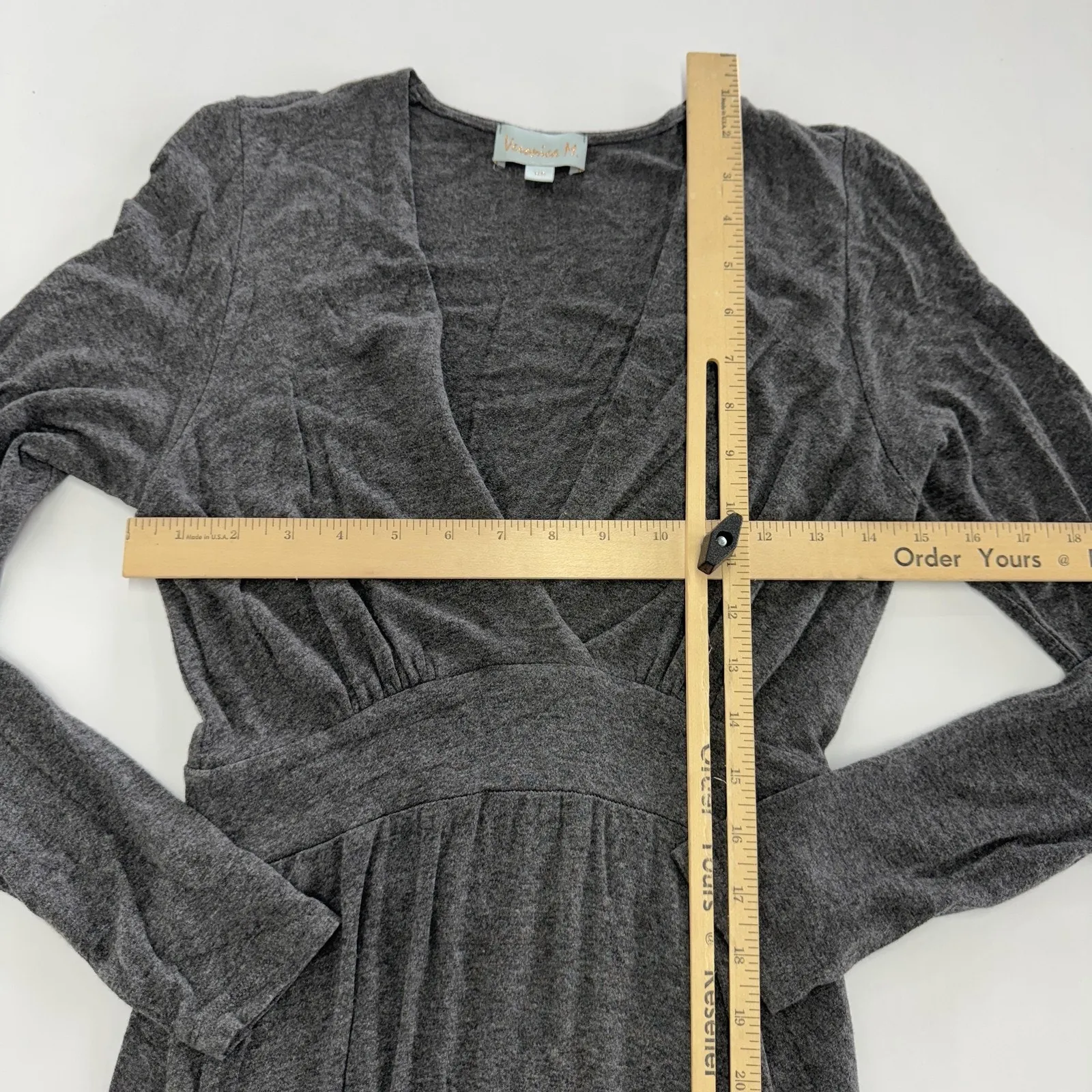 Veronica M Dress Womens Extra Small Gray‎ Long Sleeve V Neck Stretch Knit USA Gray Size XS - Image 5