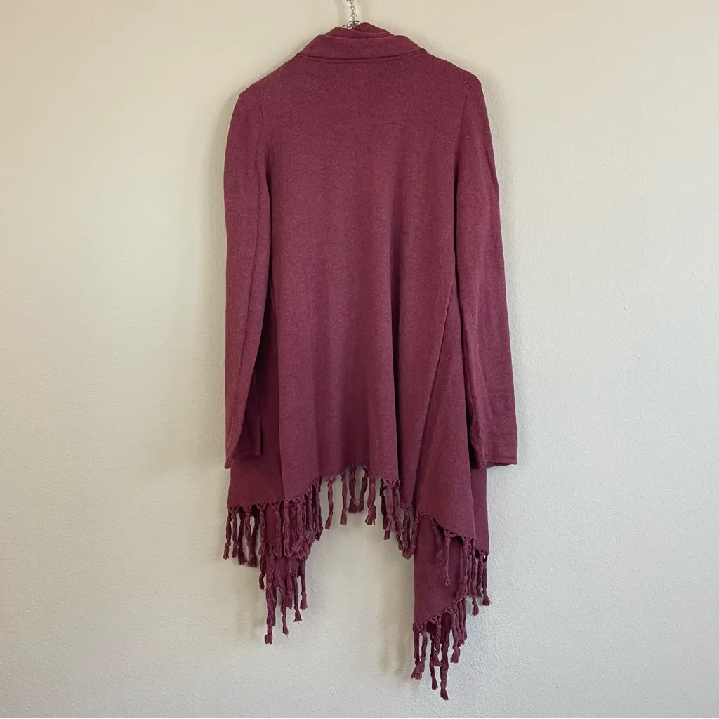 Garnet Hill Cotton-Cashmere Blend Fringed Cardigan Sweater Size XS Western Boho - Image 6