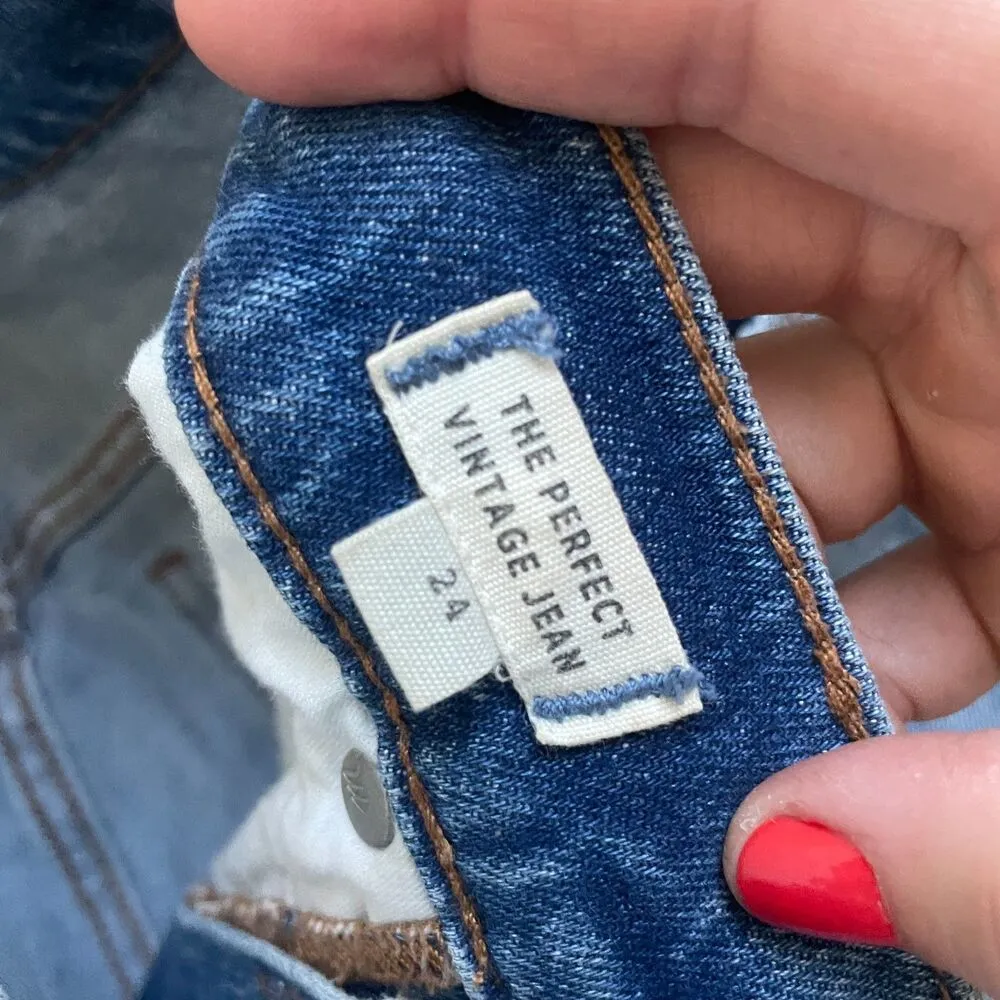 Madewell The Perfect Vintage Straight Jean size 24 raw hem distressed - Image 3