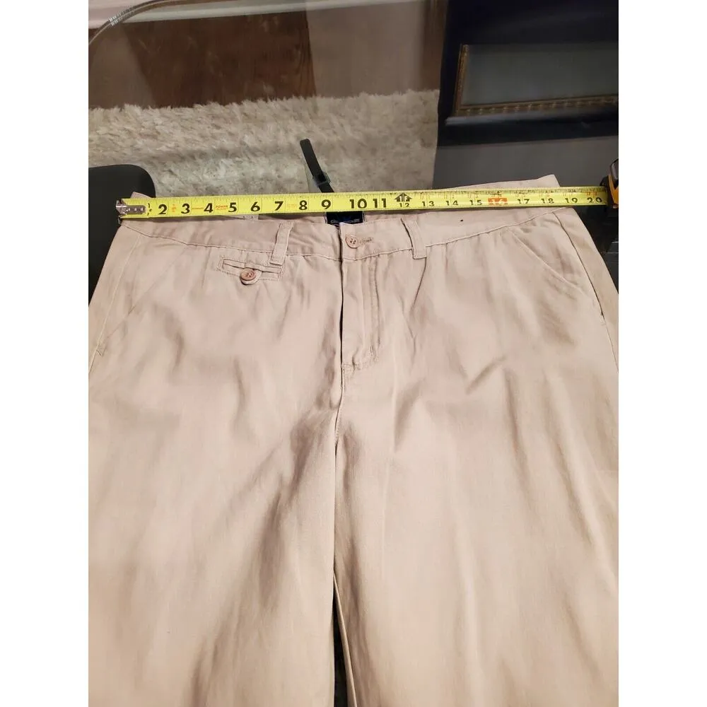 One Nine Women's Solid Beige Cotton Mid Rise Casual Uniform Pant W18/L32 Size 18 - Image 11