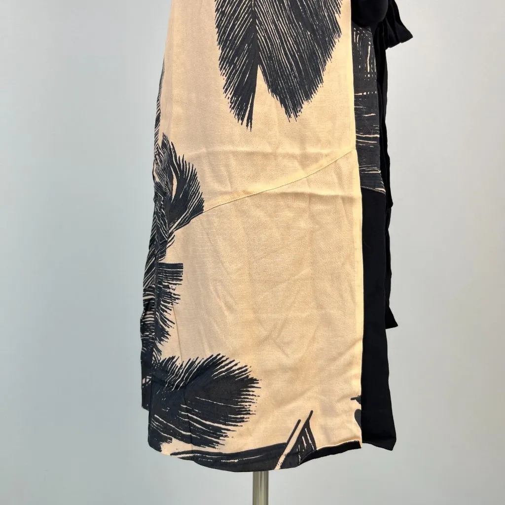 NWT Mint Velvet Beige / Peach Black Feather Pencil Midi TIE Dress US 12 UK 16 - Image 4