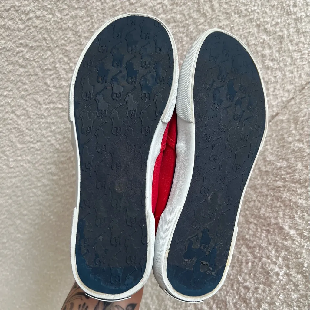 Polo Ralph Lauren Women’s Harbour II Bear‎ Red Canvas Shoes Women's Size 5 - Image 8