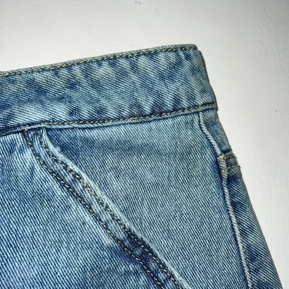 Kendall & Kylie Womens Blue Jean Skirt Size 26 Light Wash Denim Full Front Zip - Image 3