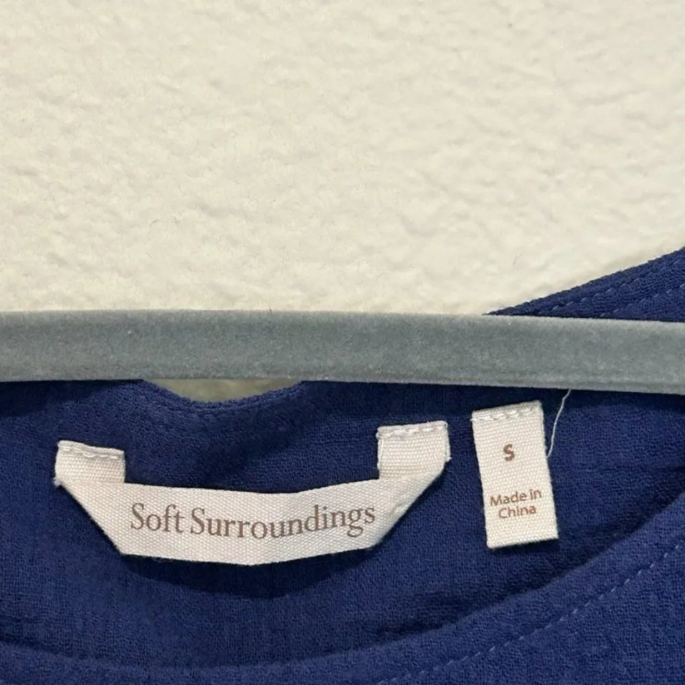 Soft Surroundings Gauze Tank Top Womens Double‎ Layered Crinkle Size S Blue - Image 5