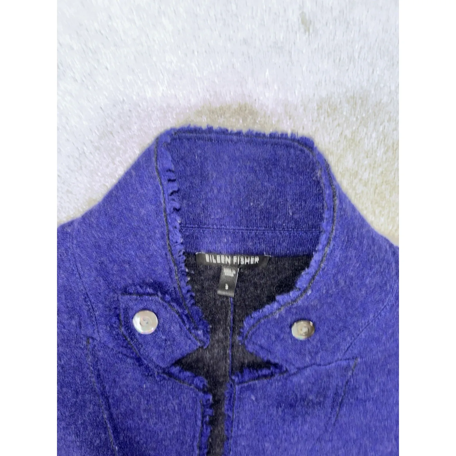 EILEEN FISHER Blazer Sz S Double Knit Felt Merino Wool  Ultramarine Career - Image 6