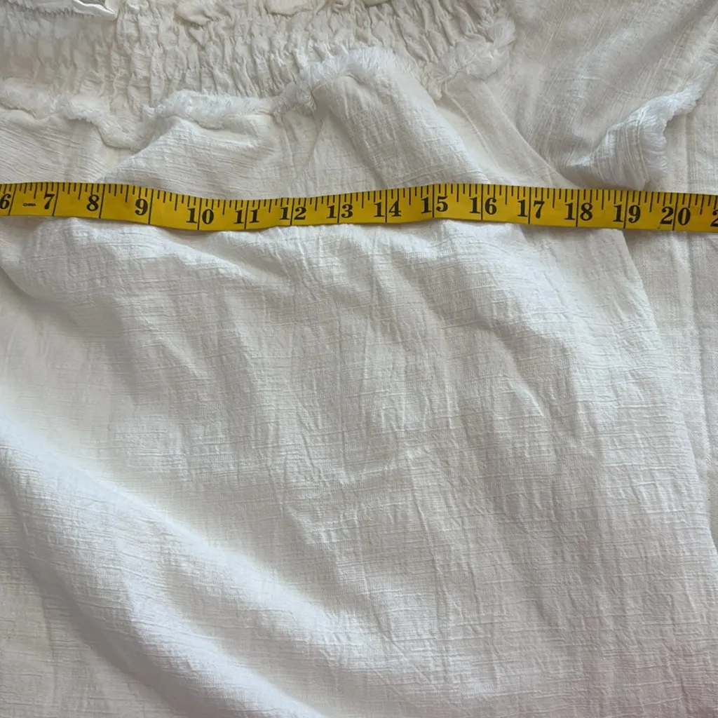 Line + Dot dress S ruffle Elegant White linen midi Dress - Image 9