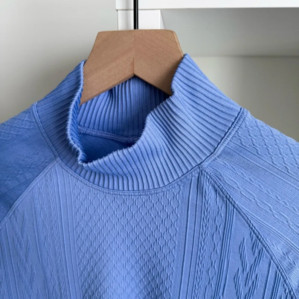 Lululemon Rest Less Mock Neck Long Sleeve Pullover Blue Women's Size M - Image 4