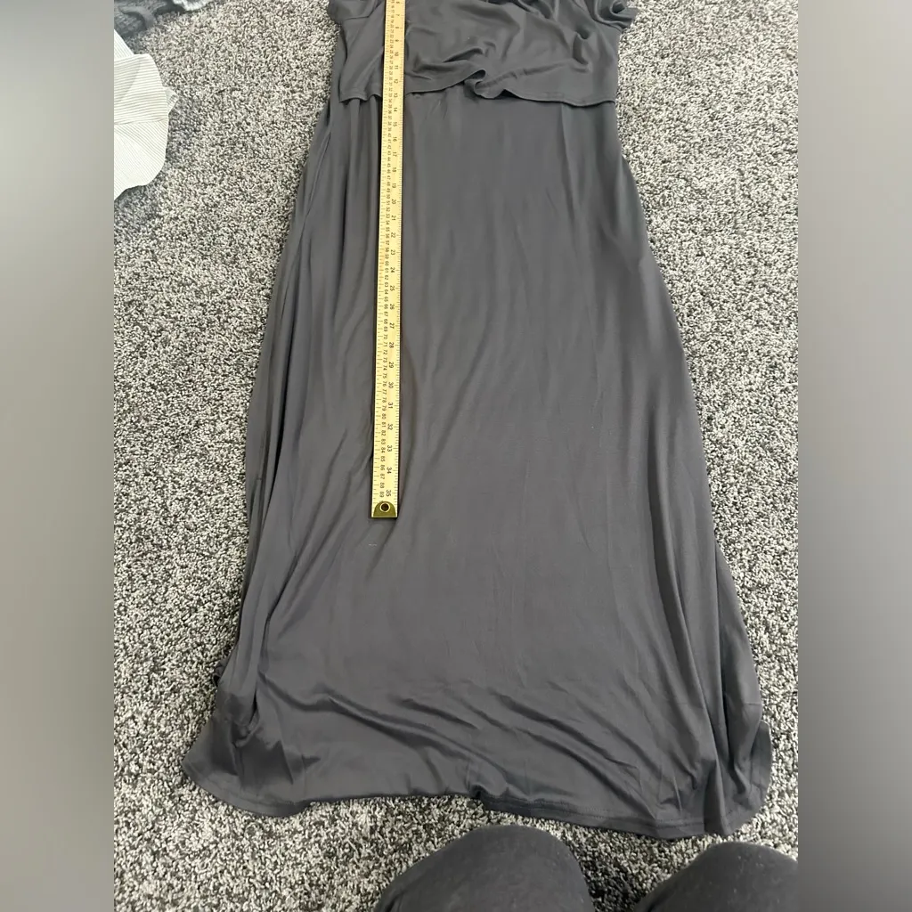 Ekouaer Womenโs Charcoal Maxi Dress Short Sleeve Size Small NWT - Image 6