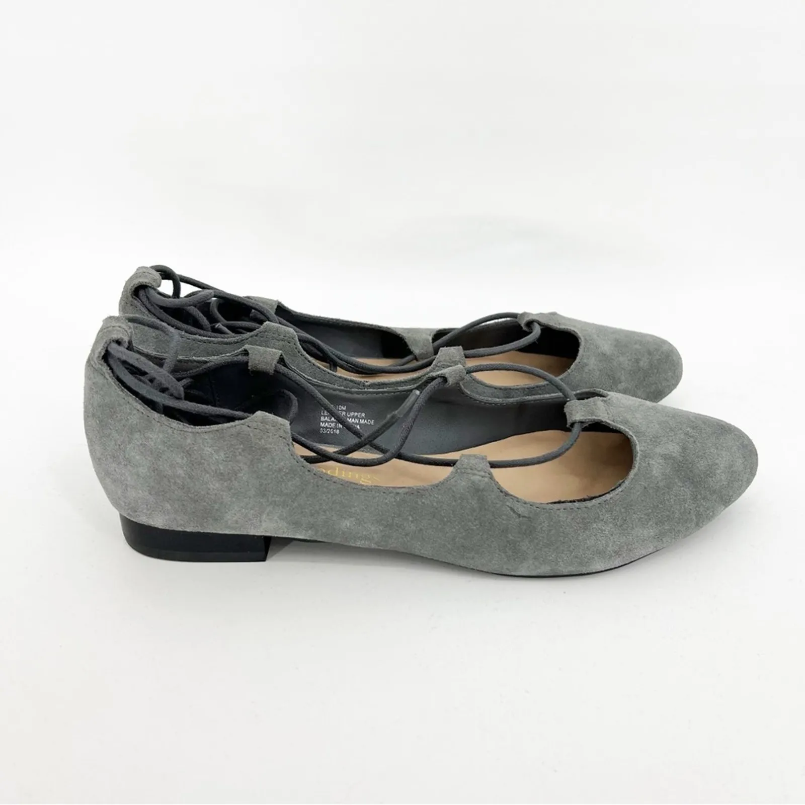 Soft Surroundings Anna Lace Up Suede Ballet Flats‎ 10 Blue - Image 4