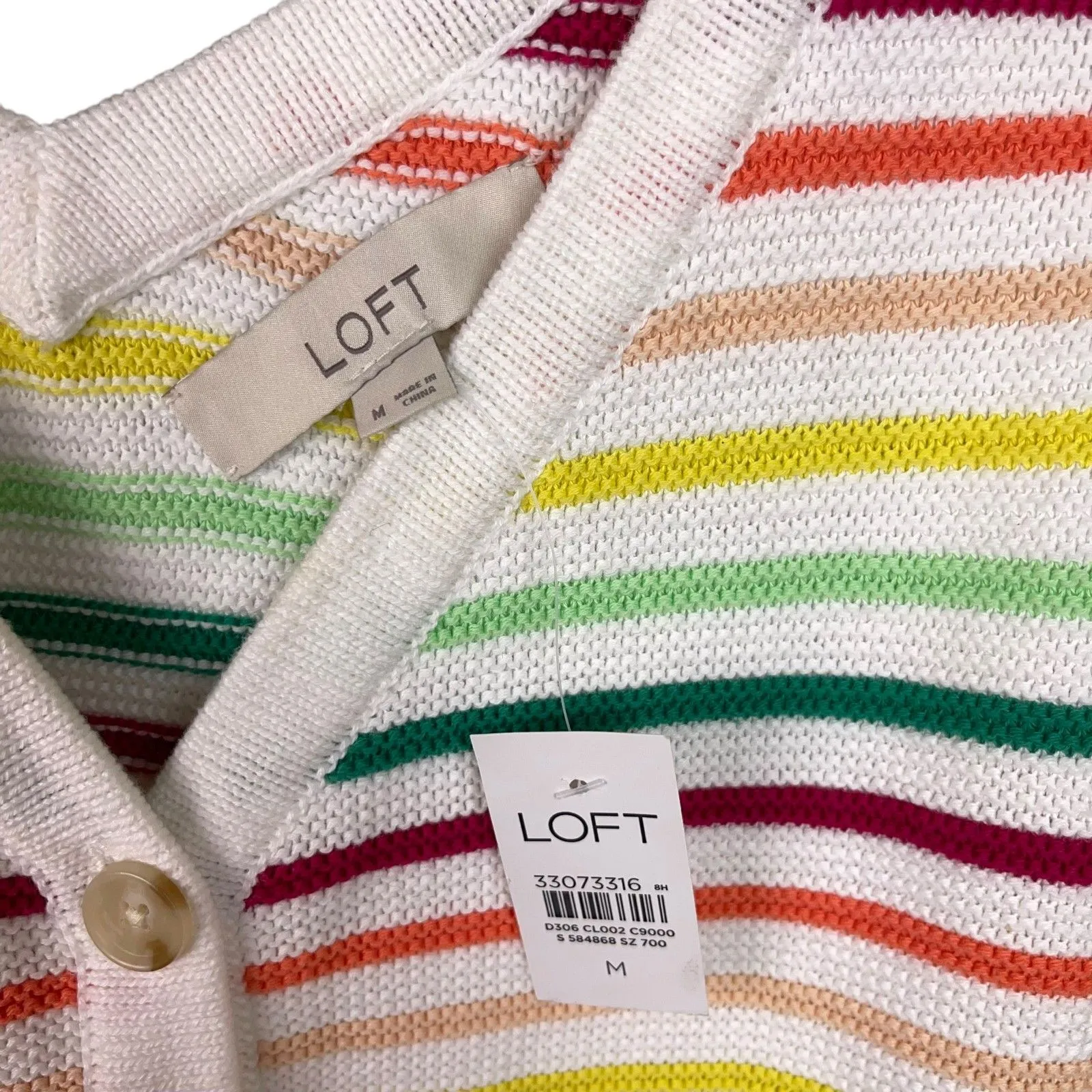 Loft 🆕  Striped Button Sweater Tank in Knit Rainbow Stripe - Image 7