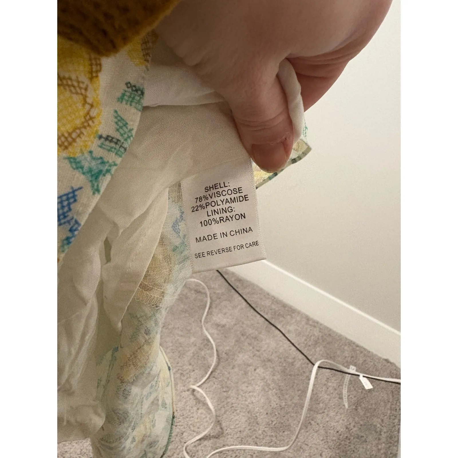 Bloomingdale's NWT Yellow/Green Floral Puff Sleeve Dress‎ White Size M - Image 5