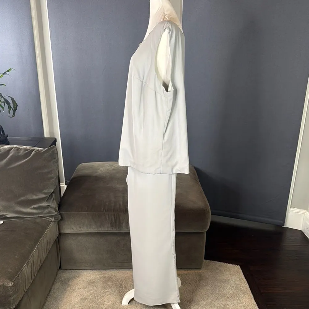 Women’s Gray 3 Piece Chiffon Formal Mother of the Bride Suit Set Size 14 NEW - Image 6