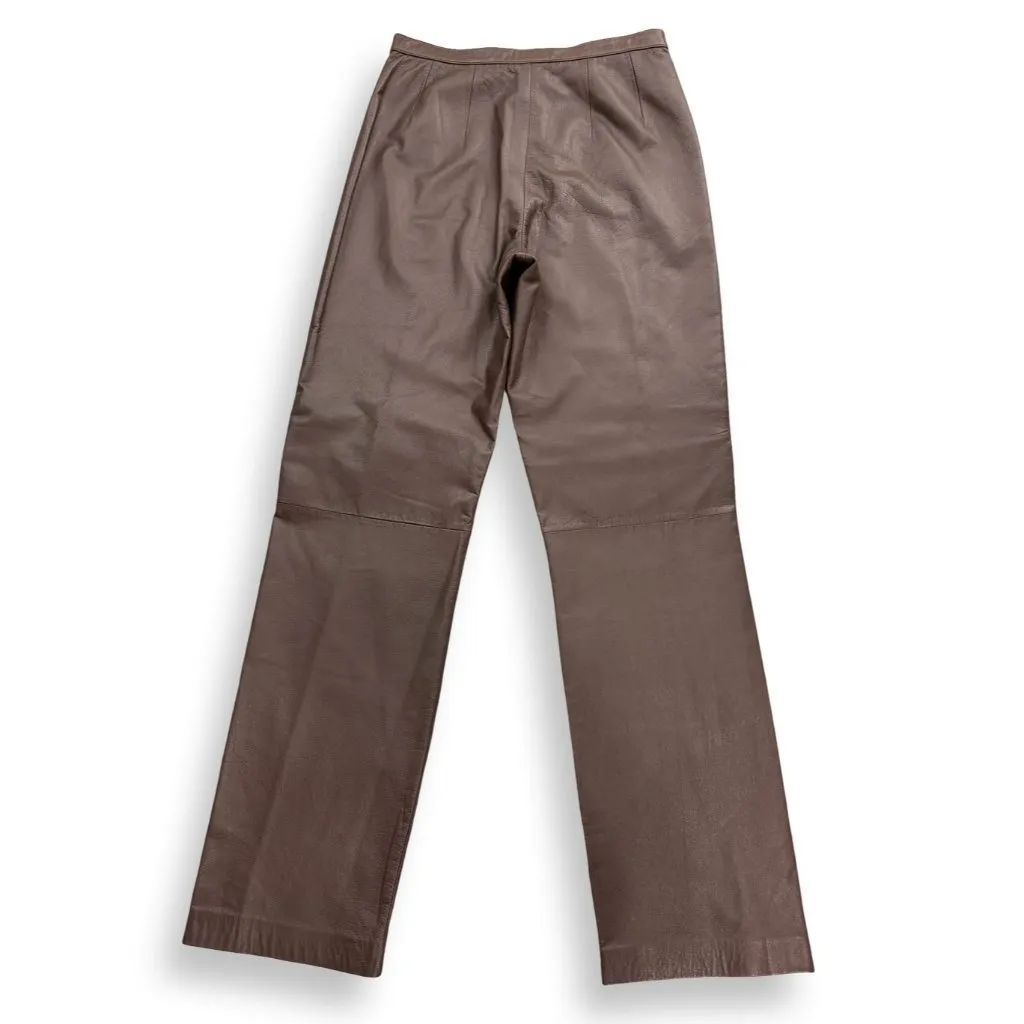 VTG Mixit Y2K Leather Pants Womens 8 High Rise‎ 28x31 Chocolate Brown Streetwear - Image 2