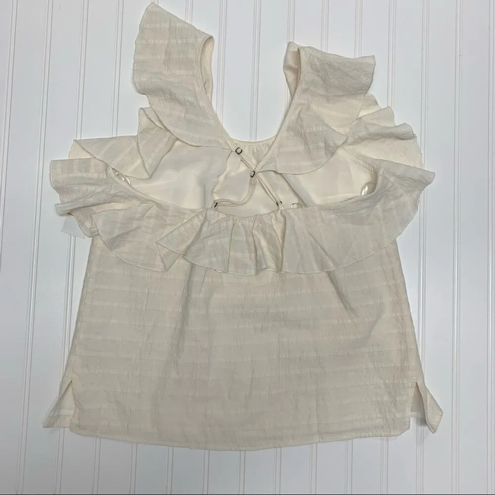 1 State Cream Ruffle Halter Camisole Top Sz Small - Image 3