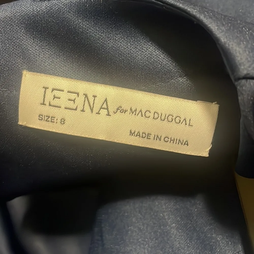 Ieena for Mac Duggal dress Navy Blue HIGH neck cap sleeve long gown New Sz 8 - Image 2