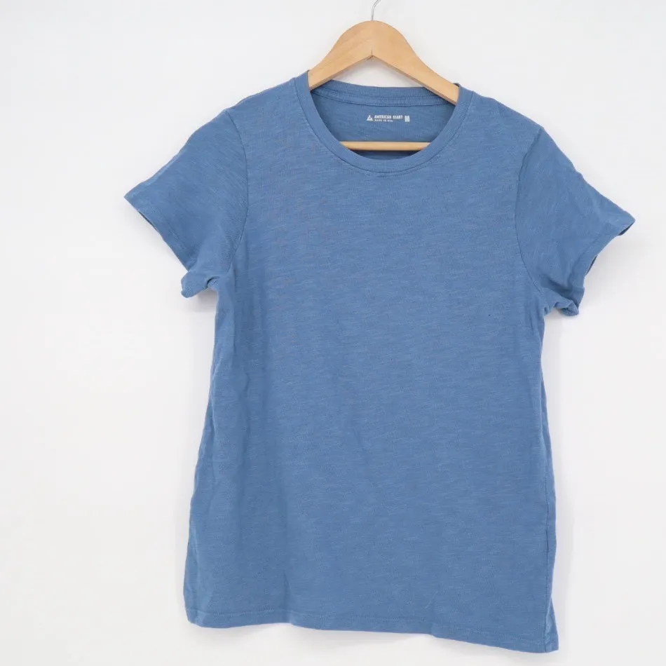 American Giant Women's Crew Neck Tee Blue Cotton Short Sleeve Made USA Size M Size M - Image 2