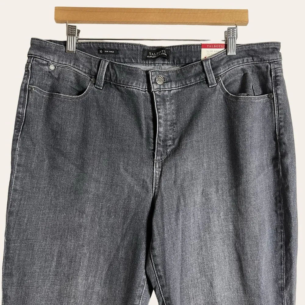 Talbots Flawless Five-Pocket Slim Ankle Gray Mid Rise Jeans Size 16 - Image 2