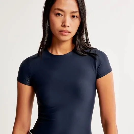 Abercrombie & Fitch Soft Matte Seamless Tuckable Baby Tee Blue Size XS - Image 2