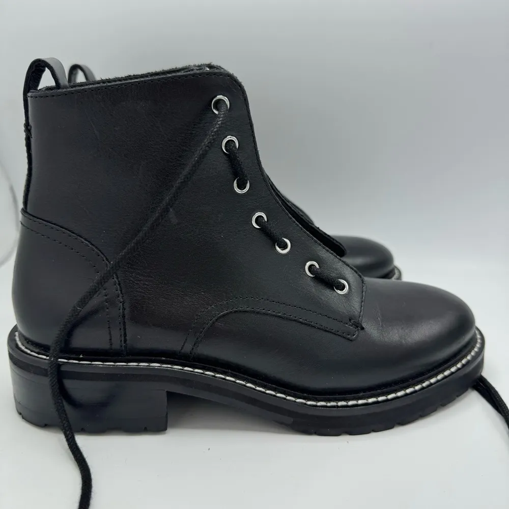 Rag & Bone Cannon Combat Zipper Boots in Black Leather Size 7 US 37 EU New - Image 3