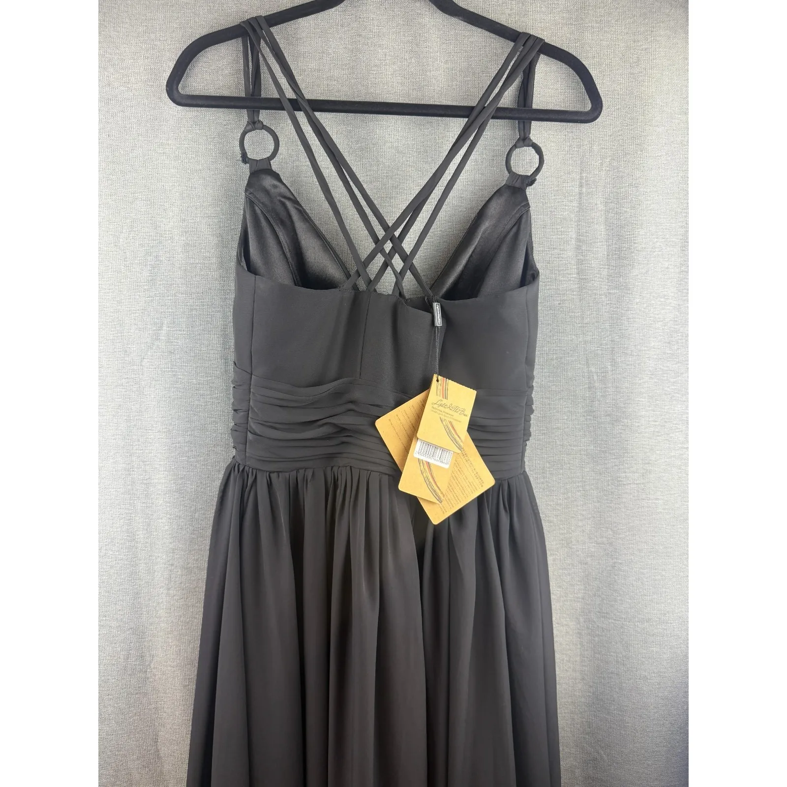 Light in the Box Black Lined Long Evening‎ Gown Dress Strappy Size 12 NEW - Image 8