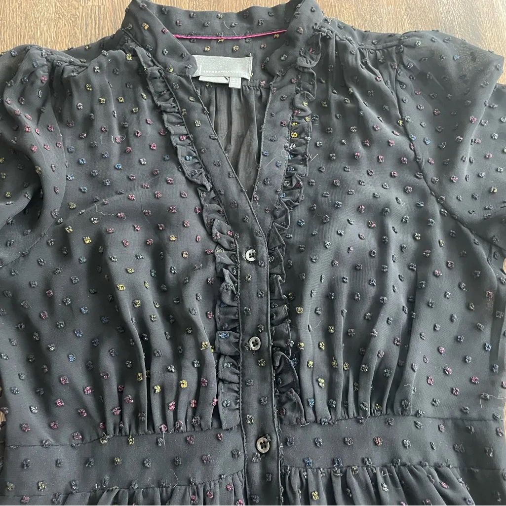 Anthropologie Audrey Clip Dot Shirt Dress - Size 0 - Image 10