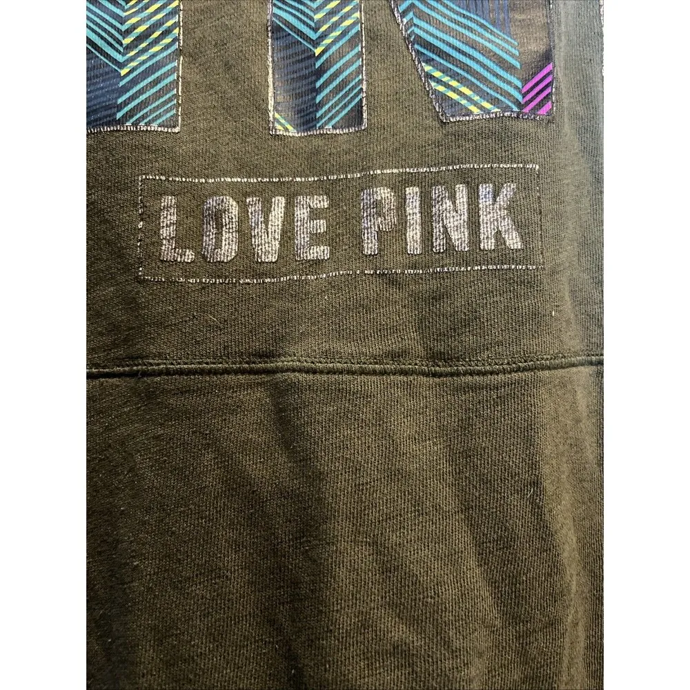 Pink Victoria's Secret Women's Olive Green Sweatshirt Size Medium Long Sleeve - Image 9
