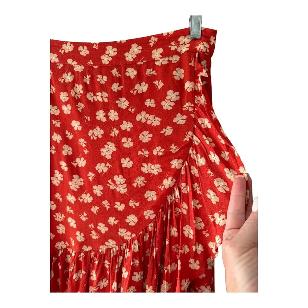 Madewell Ruffle-Wrap Midi Skirt in Happy Hibiscus size 2 - Image 5